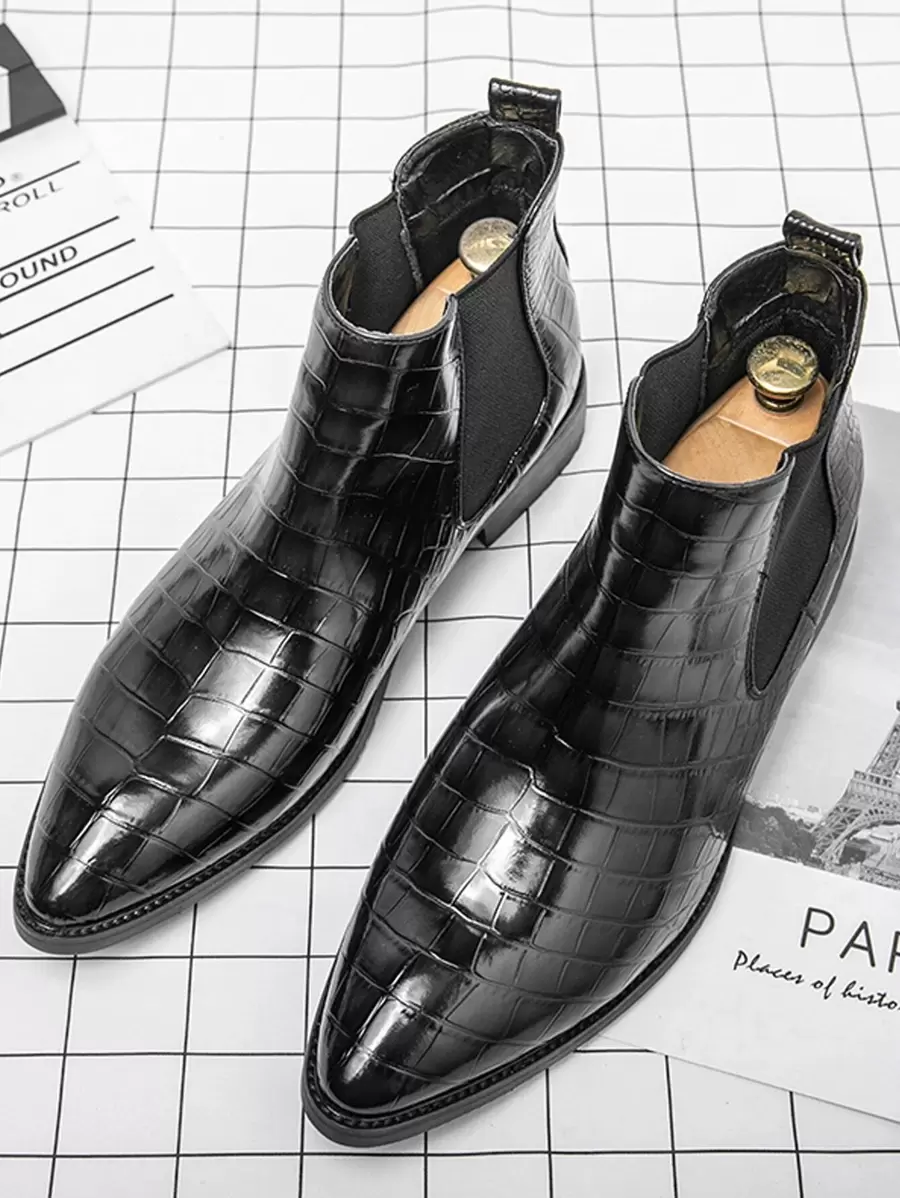 Giày boot nam Cá sấu Dây kéo bên