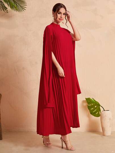 Modelyn Vestido de cuello alzado de manga capa