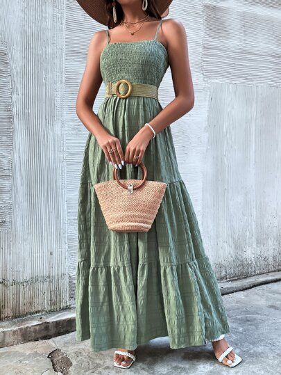 シール フリル裾 ベルト キャミドレス ベルトなし