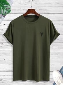 Manfinity Homme Camisetas para hombres con corte ajustado, cuello redondo, manga corta, simple y casual, verano