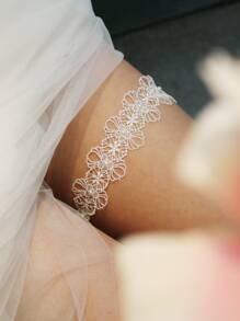 Faux Pearl Detail Bridal Thigh Belt Garter Valentine's Day Valentines