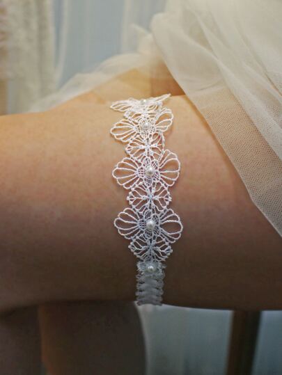 Faux Pearl Detail Bridal Thigh Belt Garter Valentine's Day Valentines