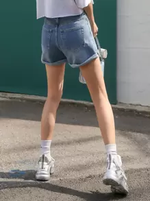 DAZY 撕破邊捲邊牛仔短褲
