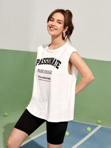 Seusyu Letter Graphic Tank Top - White - View 5