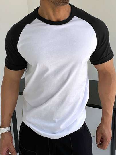 Manfinity Homme Men T-Shirts Fit Crew Neck Short Sleeve Casual Summer Polyester Tee