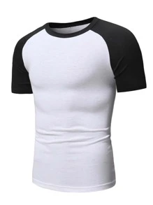 RueChic Men Colourblock Raglan Sleeve Tee - Black and White - View 4