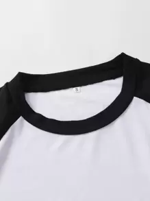RueChic Men Colourblock Raglan Sleeve Tee - Black and White - View 5