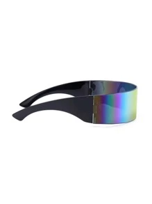 1pc Steampunk Style Futuristic Mechanical Wrapped-Around Fashion Fashion Glasses For Men, Suitable For, Concerts, Festivals, Music Events, Beach, Travel, Cosplay, Black/Red/Blue/Silver/Green/Pink Reflective Coating For Summer Beach Vacation,Outdoor,Travel - View 4