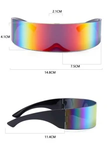 1pc Steampunk Style Futuristic Mechanical Wrapped-Around Fashion Fashion Glasses For Men, Suitable For, Concerts, Festivals, Music Events, Beach, Travel, Cosplay, Black/Red/Blue/Silver/Green/Pink Reflective Coating For Summer Beach Vacation,Outdoor,Travel - View 5