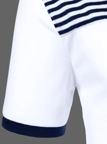 Manfinity Homme Men Striped Print Polo Shirt - White - View 6