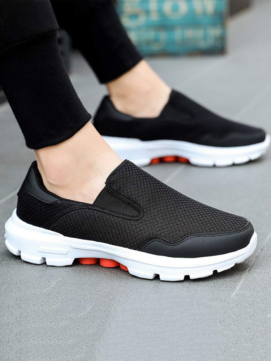 Men Slip On Wide Fit Sneakers - Black - View 1