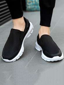 Men Slip On Wide Fit Sneakers - Black - View 2