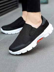 Men Slip On Wide Fit Sneakers - Black - View 3