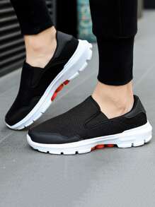 Men Slip On Wide Fit Sneakers - Black - View 5