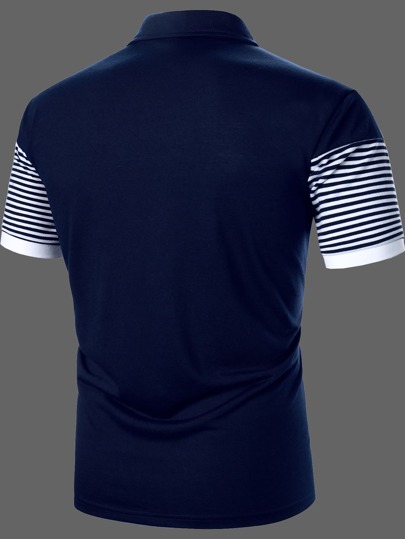Guys Striped Color Block Polo Shirt