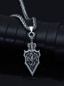 Đàn ông Rồng Trang trí Mũi tên Quyến rũ Vòng cổ - Màu Bạc Cổ - Xem 1