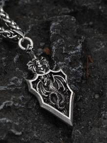 Đàn ông Rồng Trang trí Mũi tên Quyến rũ Vòng cổ - Màu Bạc Cổ - Xem 3