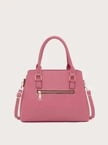 Yogodlns Túi Xách tay Nữ màu trơn Đôi tay cầm - Hồng - Xem 6