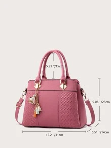 Yogodlns Túi Xách tay Nữ màu trơn Đôi tay cầm - Hồng - Xem 7