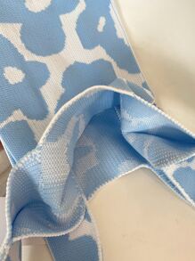 花卉圖案鉤針編織袋 - 淺藍色 - 查看 8