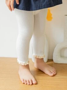 嬰兒羅紋九分打底褲 - 白色 - 查看 2