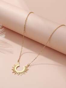 1入組極簡吊墜項鍊,不銹鋼首飾類 - 金黃色 - 查看 1