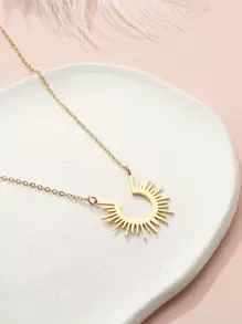 1入組極簡吊墜項鍊,不銹鋼首飾類 - 金黃色 - 查看 2