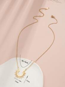 1入組極簡吊墜項鍊,不銹鋼首飾類 - 金黃色 - 查看 3