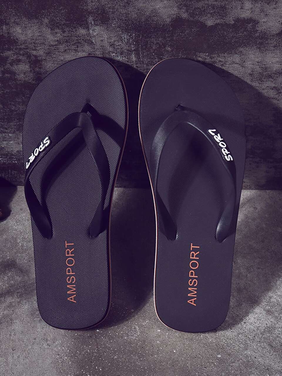 Men Letter Graphic Flip-Flops