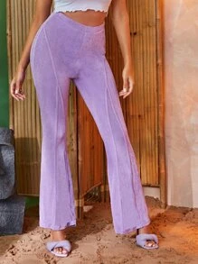 SHEIN SXY Quần nữ màu trơn Thanh lịch - Màu Lilac Tím - Xem 1
