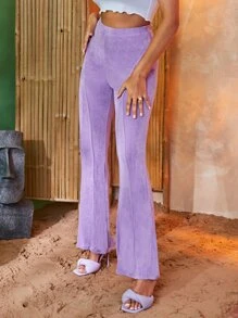 SHEIN SXY Quần nữ màu trơn Thanh lịch - Màu Lilac Tím - Xem 3