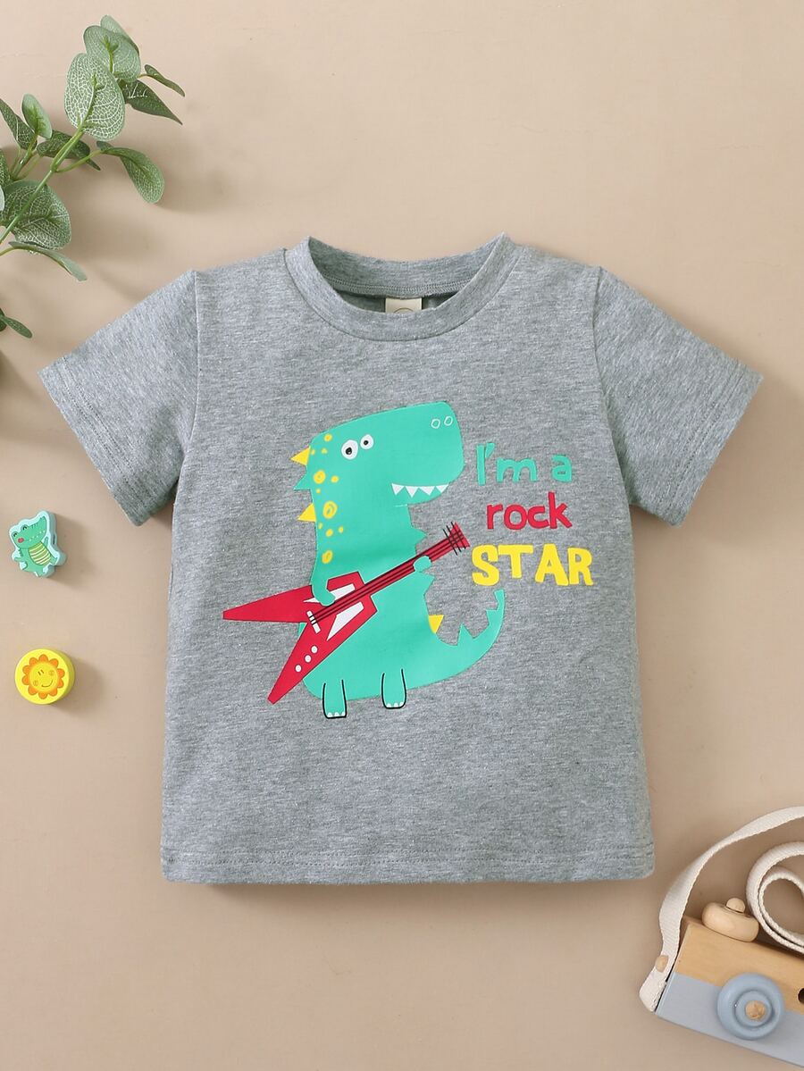 Tops em bé Hoạt hình Slogan - Xám - Xem 1