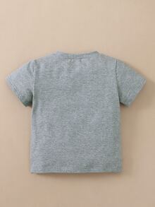 Tops em bé Hoạt hình Slogan - Xám - Xem 2