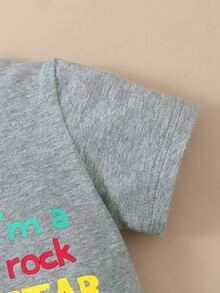 Tops em bé Hoạt hình Slogan - Xám - Xem 3