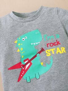 Tops em bé Hoạt hình Slogan - Xám - Xem 4