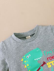 Tops em bé Hoạt hình Slogan - Xám - Xem 5