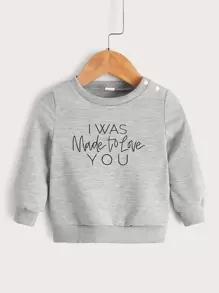 嬰兒標語圖案運動衫 - 灰色 - 查看 1