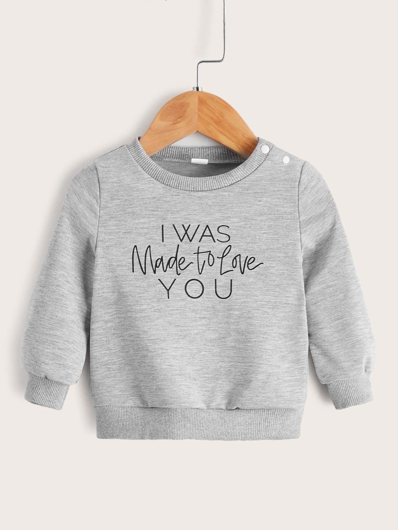 嬰兒標語圖案運動衫 - 灰色 - 查看 1