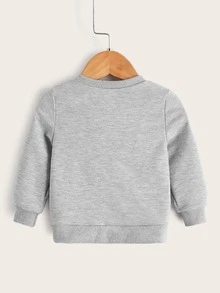 嬰兒標語圖案運動衫 - 灰色 - 查看 2