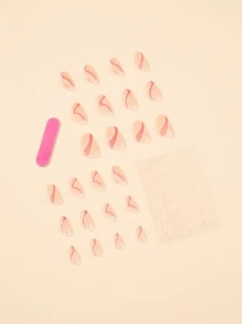 24入組長款橢圓形假指甲和1入組指甲銼和1片果凍膠 - 彩色 - 查看 2