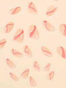 24入組長款橢圓形假指甲和1入組指甲銼和1片果凍膠 - 彩色 - 查看 4