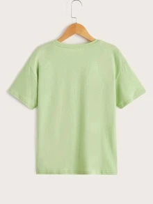 SHEIN Tops con trai Nhiệt đới Slogan Giải trí - Màu xanh chanh - Xem 2
