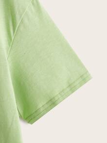 SHEIN Tops con trai Nhiệt đới Slogan Giải trí - Màu xanh chanh - Xem 3