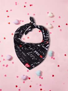 Valentine's Day-Cat And Dog Square Scarf - Black - View 3