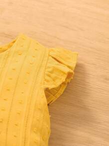 Toddler Girls Swiss Dot Ruffle Sleeve Button Front Dress