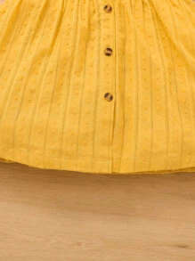 Toddler Girls Swiss Dot Ruffle Sleeve Button Front Dress