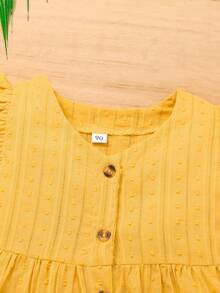 Toddler Girls Swiss Dot Ruffle Sleeve Button Front Dress