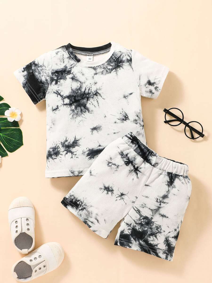 Bộ thời trang bé trai Cà vạt nhuộm Giải trí - màu đen - Xem 1