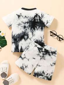 Bộ thời trang bé trai Cà vạt nhuộm Giải trí - màu đen - Xem 2