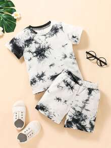 Bộ thời trang bé trai Cà vạt nhuộm Giải trí - màu đen - Xem 4